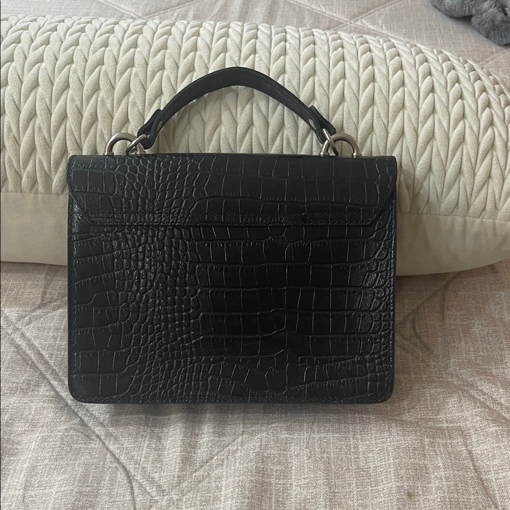 Valentino Black Croc-Embossed Crossbody Bag - Picture 5 of 10